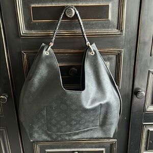 LV Black Hobo Bag with Perforated Monogram Design